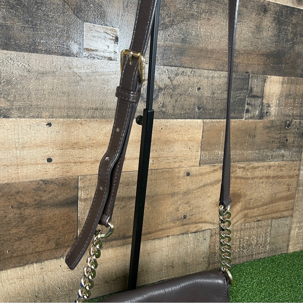 VTG MICHAEL KORS BABY HAMILTON Crossbody Brown Leather Chain Strap Padlock Flap - Picture 3 of 12
